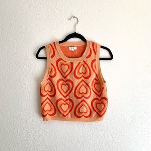 PacSun LA Hearts Orange Heart Sweater Vest Top